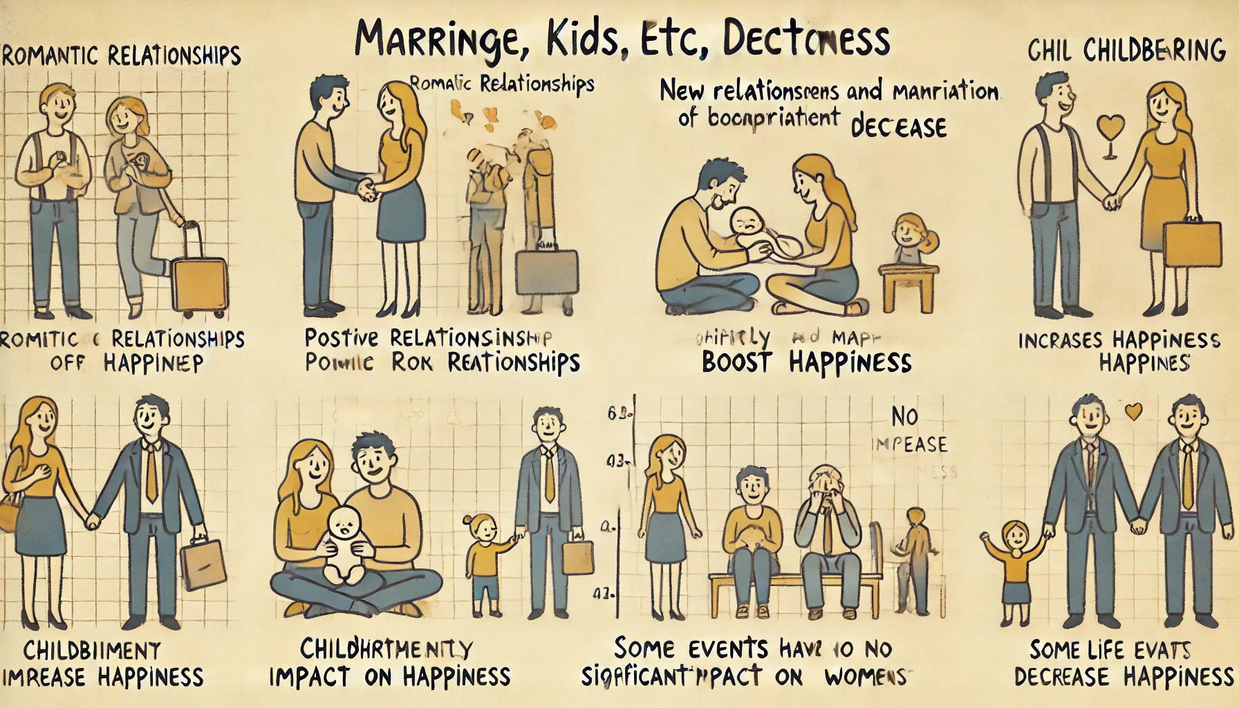DALL·E 2024-06-24 22.18.12 - Create an image with a cream background and grid lines, with the title 'Marriage, Kids, etc.' in a handwritten font at the top. The image should be di.webp.webp